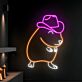 Meerschweinchen mit Cowboyhut LED-Neonschild Wohnzimmer Kinderzimmer