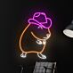 Meerschweinchen mit Cowboyhut LED-Neonschild Wohnzimmer Kinderzimmer