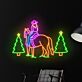 Cowboy auf Pferd zwischen Weihnachtsbäumen LED-Neonschild Wohnzimmer Bar