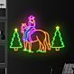 Cowboy auf Pferd zwischen Weihnachtsbäumen LED-Neonschild Wohnzimmer Bar