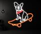 Neon LED Wandlicht mit Skateboard Hund Motiv für modernes Wohnzimmer Jugendzimmer Gaming Raum oder Bar Dekoration