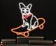 Neon LED Wandlicht mit Skateboard Hund Motiv für modernes Wohnzimmer Jugendzimmer Gaming Raum oder Bar Dekoration