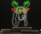 Hund mit Geweih und Brille LED-Neonschild Wohnzimmer Bar