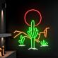 Kaktus mit Sonne und Bergen LED-Neonschild Wohnzimmer Bar