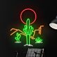 Kaktus mit Sonne und Bergen LED-Neonschild Wohnzimmer Bar