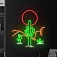Kaktus mit Sonne und Bergen LED-Neonschild Wohnzimmer Bar