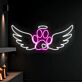 Engelsflügel mit Pfotenabdruck und Herz LED-Neonschild für Wohnzimmer oder Tiergedenkplatz
