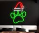 Pfotenabdruck mit Weihnachtsmütze LED-Neonschild für Wohnzimmer oder Haustierbereich