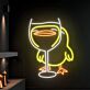 Neon LED Wandlicht mit Ente hinter Weinglas für Küche Esszimmer Bar oder stilvolle Wanddekoration