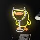 Neon LED Wandlicht mit Ente hinter Weinglas für Küche Esszimmer Bar oder stilvolle Wanddekoration