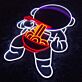 Neon LED Wandlicht Astronaut mit Ramen Schüssel modernes Pop Art Design für kreative Räume