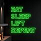 EAT SLEEP LIFT REPEAT LED-Neonschild Fitnessstudio Home Gym