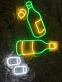 Soju-Flaschen und Gläser als LED-Neonschild