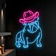 Bulldog mit Cowboyhut LED-Neonschild für Wohnzimmer Bar