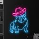 Bulldog mit Cowboyhut LED-Neonschild für Wohnzimmer Bar