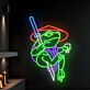 Frosch mit Schwert und Getränk LED-Neonschild für Bar und Wohnzimmer