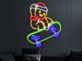 Brighten Up Your Holidays: Perfect for Christmas Decor, Parties, and Kids Rooms - Gingerbread Man Skateboarding Led Neon Sign.