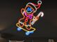 Lebkuchenmann mit Skateboard und Zuckerstange LED-Neonschild für Weihnachten und Wohnzimmer