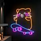 Hamster auf Skateboard LED-Neonschild für Kinderzimmer und Freizeitraum