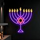 Menora mit Davidstern LED-Neonschild für Wohnzimmer und religiöse Feier