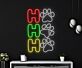 Hundepfoten und Buchstabe H LED-Neonschild Wohnzimmer Haustierbereich