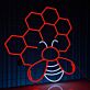 Biene mit Wabenmuster LED-Neonschild für Kinderzimmer und Café