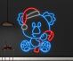 Weihnachts-Koala mit Zuckerstange LED-Neonschild Wohnzimmer Kinderzimmer