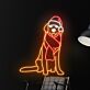 Hund mit Weihnachtsmütze und Schal LED-Neonschild Wohnzimmer Weihnachtsdeko