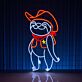 Cowboy Faultier LED-Neonschild Wohnzimmer Kinderzimmer