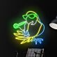 Papagei mit Cocktailglas LED-Neonschild für Bar und Wohnzimmer