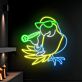 Papagei mit Cocktailglas LED-Neonschild für Bar und Wohnzimmer