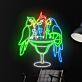 Papageien mit Cocktailglas LED-Neonschild für Bar oder Wohnzimmer