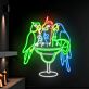Papageien mit Cocktailglas LED-Neonschild für Bar oder Wohnzimmer