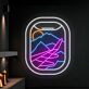 Flugzeugfenster mit Berglandschaft LED-Neonschild Wohnzimmer Büro