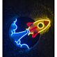 Rakete im Weltraum LED-Neonschild für Kinderzimmer und Gaming Raum