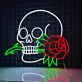 Totenkopf mit Rose LED-Neonschild für Bar Tattoo Studio