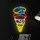 Eiswaffel mit Kugeln LED-Neonschild für Café und Eisdiele
