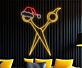 Friseurschere mit Weihnachtsmütze LED-Neonschild für Friseursalon Weihnachtsdekoration