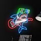 Hai mit E-Gitarre und Sonnenbrille LED-Neonschild für Bar und Musikraum