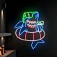 Hai mit Sonnenbrille und Cocktail im Schwimmring LED-Neonschild Bar Wohnzimmer