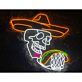 Totenkopf mit Sombrero und Taco LED-Neonschild für Restaurant Bar