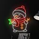 Schneemann mit Stechpalme LED-Neonschild für Wohnzimmer Weihnachtsdeko