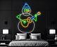 Schneemann mit Gitarre LED-Neonschild für Wohnzimmer Musikraum