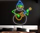 Schneemann mit Gitarre LED-Neonschild für Wohnzimmer Musikraum