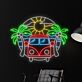 Retro Campingbus mit Palmen und Sonne LED-Neonschild für Wohnzimmer oder Bar