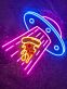 UFO mit Pizzastück LED-Neonschild für Bar Gaming