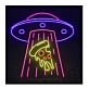UFO mit Pizzastück LED-Neonschild für Bar Gaming