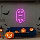 lächelnder Geist mit gekreuzten Augen LED-Neonschild Wohnzimmer Halloweenparty