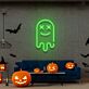lächelnder Geist mit gekreuzten Augen LED-Neonschild Wohnzimmer Halloweenparty
