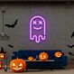 lächelnder Geist mit gekreuzten Augen LED-Neonschild Wohnzimmer Halloweenparty